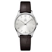 Calvin Klein CK Classic 極簡經典女錶 銀x咖啡 32mm K4D221G6