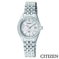 CITIZEN星辰 施華洛世奇錶圈珍珠錶盤閃耀女仕手錶 EU6060-55D