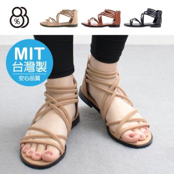 【88%】MIT台灣製羅馬交叉後拉鍊1.5cm低跟涼鞋