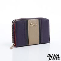 【Diana Janes】牛皮撞色對折中夾-紫