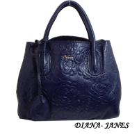 Diana Janes 牛皮玫瑰花兩用女包-藍