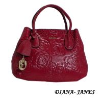 Diana Janes 牛皮玫瑰花兩用女包-桃紅