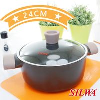 西華SILWA 黑曜鑽不沾雙耳湯鍋24cm