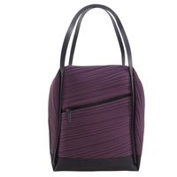 ISSEY MIYAKE 三宅一生PLEATS PLEASE BIAS皮革邊飾褶紋肩背包(大/紫)