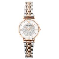 Emporio Armani Ladies 名媛晶鑽女錶 銀x雙色 32mm AR1926