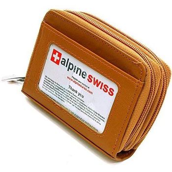 Alpine Swiss 2017瑞士十迷你信用卡棕褐色拉鍊管理夾包(預購)