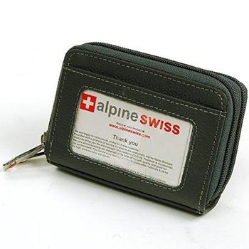 Alpine Swiss 2017瑞士十迷你信用卡碳黑色拉鍊管理夾包(預購)