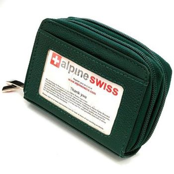 Alpine Swiss 2017瑞士十迷你信用卡綠卵色拉鍊管理夾包(預購)