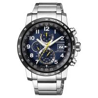 CITIZEN 星辰 光動能萬年曆電波錶 藍x銀 43mm AT8124-91L
