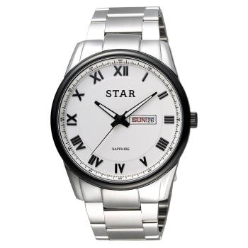 STAR 時代 羅馬城市時尚腕錶 白x黑框 43mm 1T1512-211S-W