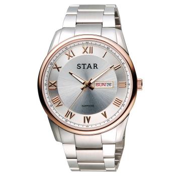 STAR 時代 羅馬城市時尚腕錶 銀x玫瑰金框 43mm 1T1512-211RG-W
