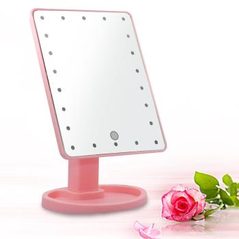 【幸福揚邑】10吋超大22燈LED可翻轉觸控亮度調整美顏化妝桌鏡-三色可選