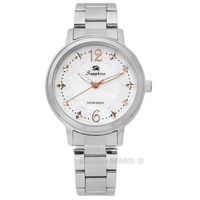 SE Sapphire / SE032L03WR / 甜心蝴蝶結圈藍寶石水晶不鏽鋼手錶 白色 31mm