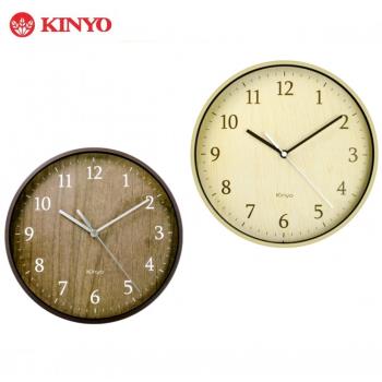 KINYO 北歐風格-9吋自然風木紋掛鐘