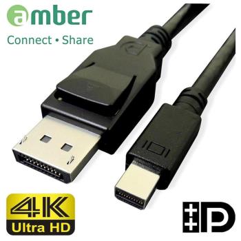 amber VESA DP1.2 認證影音訊號線/mini DisplayPort 公對 DisplayPort 公/4K/60Hz-2.0公尺