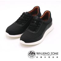 【WALKING ZONE】真皮透氣運動鞋 男鞋-黑(另有鐵灰)
