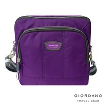 GIORDANO ~ 佐丹奴格休閒格紋雙色斜側背包(神秘紫)送隨身零錢包*1