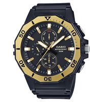 【CASIO】潛水風DIVER LOOK 旋轉式錶圈指針錶-黑X金框 (MRW-400H-9A)