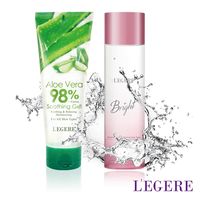 LEGERE 蘭吉兒 冰鎮蘆薈舒緩凝膠+光透白活氧保濕化妝水(2入組)