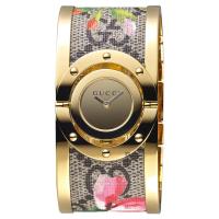 GUCCI 古馳 Twirl 花朵綻放手環錶 金 33mm YA112443