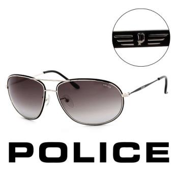 POLICE 時尚銀框造型太陽眼鏡（銀）- POS8637-0K07