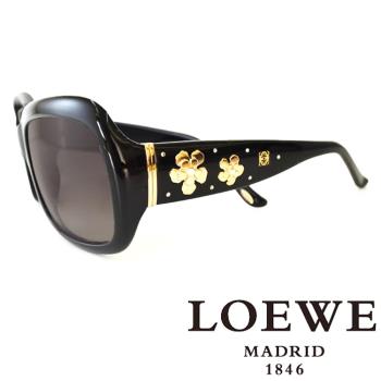 LOEWE 西班牙皇室品牌羅威兩小花高貴太陽眼鏡(黑) SLW778-0700