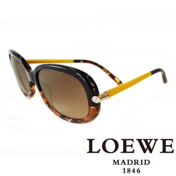 LOEWE 西班牙皇室品牌羅威經典皮革大理石面太陽眼鏡 - (琥珀) SLW803-0905