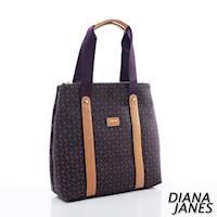 Diana Janes 經典LOGO 牛皮 肩背購物袋-紫