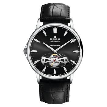 EDOX Les Bemonts Open Vision 薄曼系列機械腕錶 黑 E85021.3.NIN