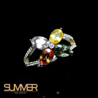 【SUMMER寶石】設計款彩色藍寶戒指(925銀 A14)