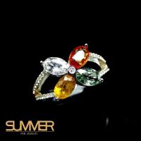 【SUMMER寶石】設計款彩色藍寶戒指(925銀 A16)