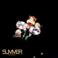 【SUMMER寶石】設計款彩色藍寶戒指(925銀玫瑰金 A20)