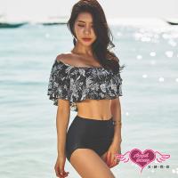 天使霓裳 泳衣 白葉夏森 二件式鋼圈比基尼泳裝(黑M~XL) JH1743