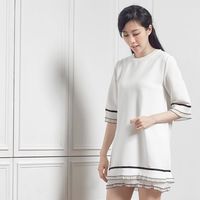 A1 Darin 韓版壓摺袖拼接長版洋裝(兩色選一)