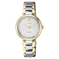 CITIZEN 星辰 L系列 光動能手鍊女錶 銀x雙色版 28mm EM0534-80A