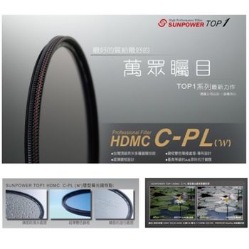 SUNPOWER TOP1 CPL(w) HDMC 46mm 偏光鏡 鈦元素鍍膜 防水潑 抗污~ 台灣品牌