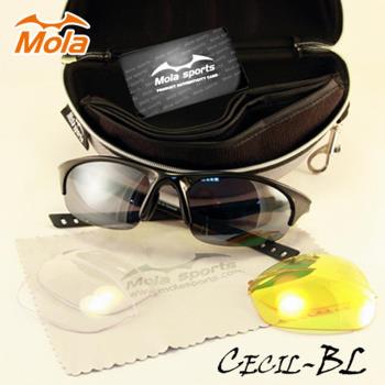 MOLA SPORTS 摩拉時尚運動太陽眼鏡-整組 小到一般臉型 騎車 高爾夫 跑步 棒球Cecil-Bl
