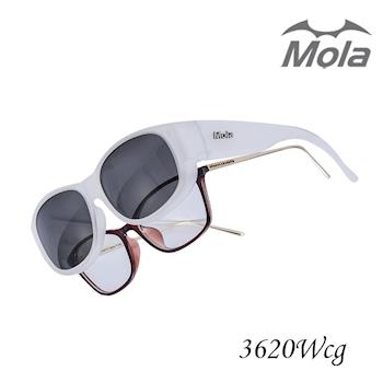 MOLA摩拉近視外掛式偏光太陽眼鏡 UV400 POLARIZED 男女 灰片 3620Wcg