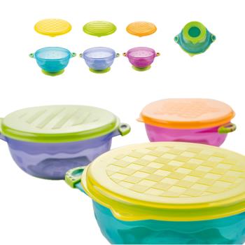 Colorland-三件組-禾果嬰兒吸盤碗防摔輔食碗餐具組