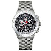 LUMINOX 雷明時F-22 Raptor猛禽9240系列三眼純鈦鍊帶腕錶-黑x白時標/44mm A9241M