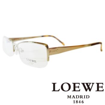 LOEWE 法瑯質半框蝶面平光眼鏡（琥珀）VLW322－08FF