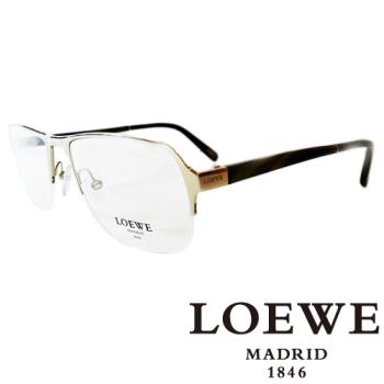 LOEWE 法瑯質半框橢面平光眼鏡（銀）VLW413－0579