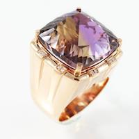 典藏富玉豪華頂級天然紫黃晶18K厚金戒(戒圍15)