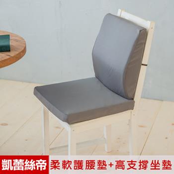 【凱蕾絲帝】台灣製造-久坐良伴柔軟記憶護腰墊+高支撐坐墊兩件(2色可選)