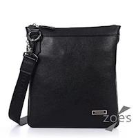 【Zoes】頂級牛皮 荔枝紋 低調復古斜背公事包