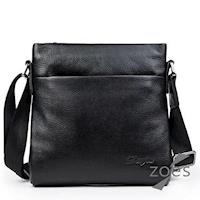 【Zoes】頂級牛皮 荔枝紋 極簡斜背公事包