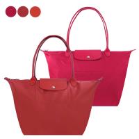 LONGCHAMP Le Pliage Neo系列尼龍長把手提水餃包(樹莓紅)