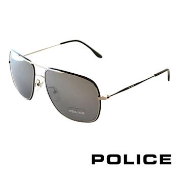 POLICE 義大利警察 復古時尚經典藍造型太陽眼鏡(黑+金) - POS8638EK07X