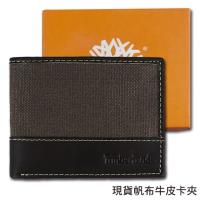 【Timberland】帆布牛皮夾 多卡夾 品牌盒裝/可可色