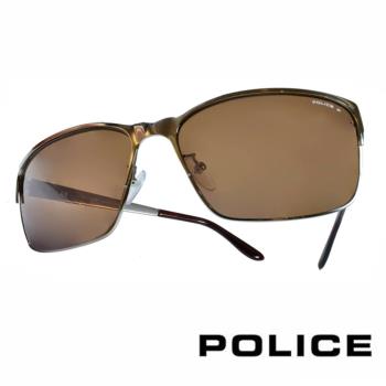 POLICE 義大利警察都會款個性型男眼鏡-金屬框(銀色) POS8875E589P